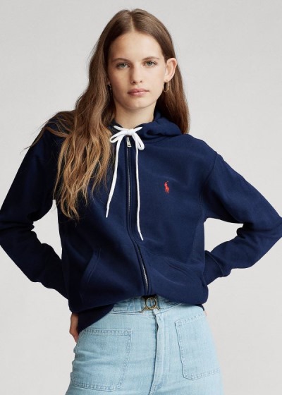 Sudaderas Con Capucha Polo Ralph Lauren Mujer Azul Marino - Fleece Full-Zip - RAHZD4208